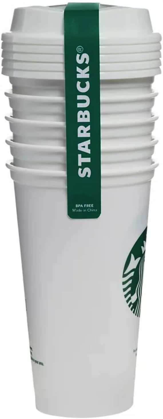 Starbucks Set Of 5 16oz Reusable Hot Cups With Lid White | 496OUHCAL