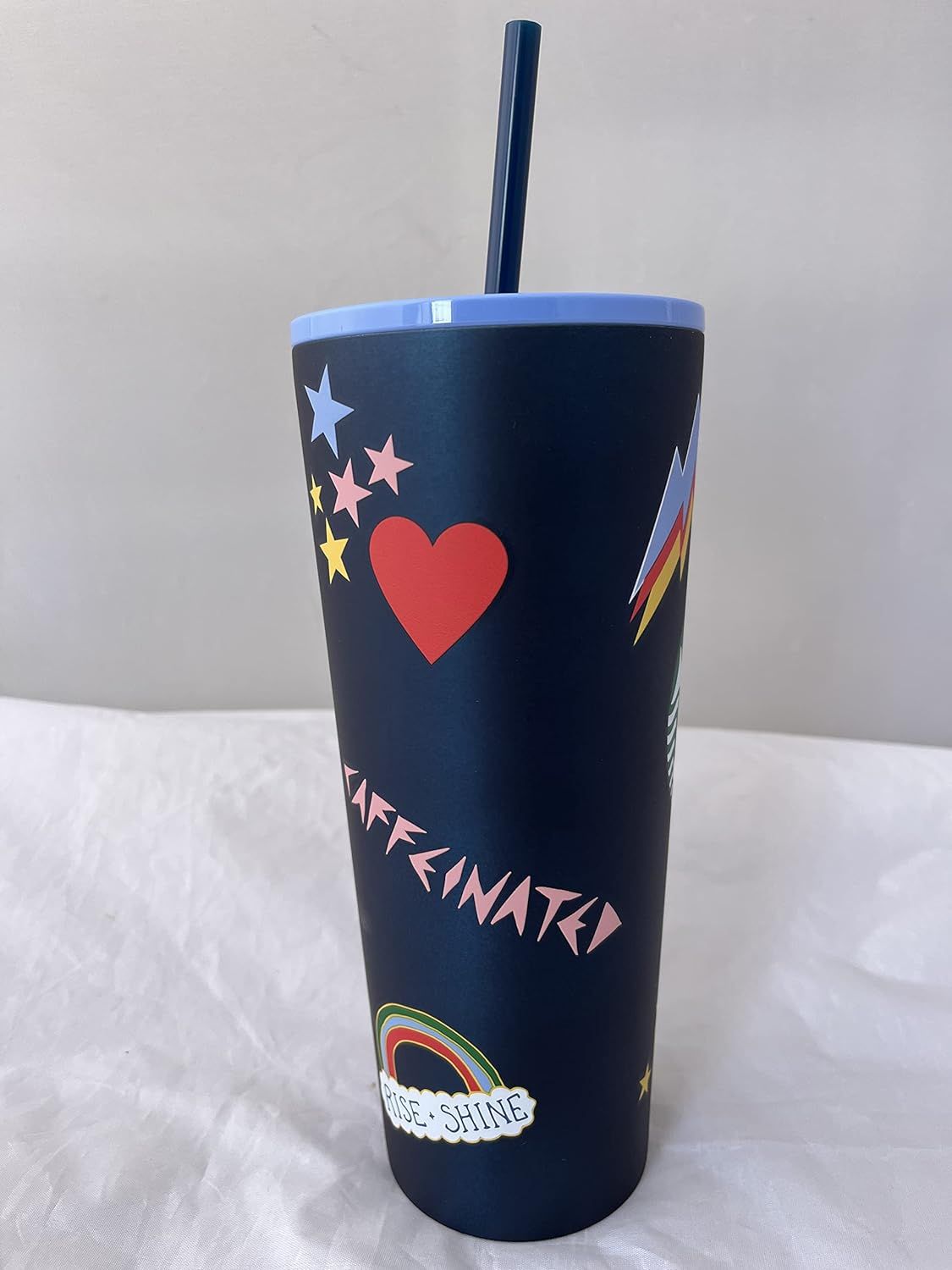 Starbucks Stainless Steel Tumbler Chill Lips Hearts Venti 24 Oz Blue | 360SKYETL