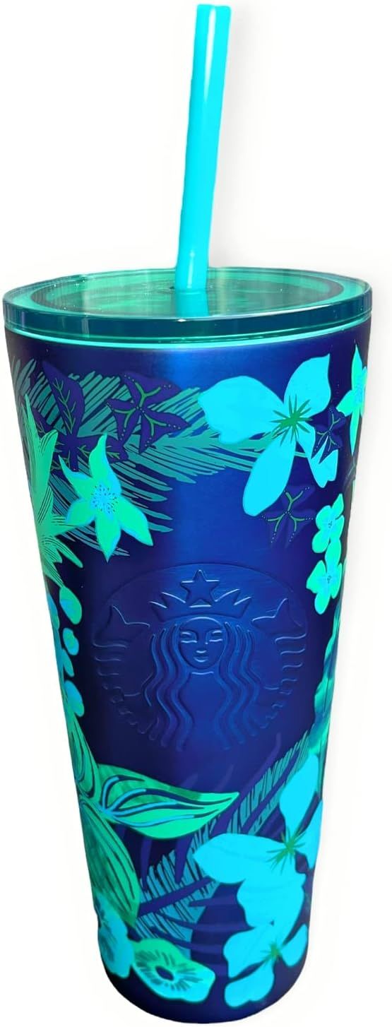 Starbucks Summer 2022 Us Release 24 Oz Navy Floral Stainless Steel! Navy Grey | 574WQMYFE