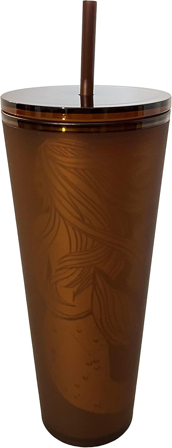 Starbucks The First Store Pike Place Amber Siren Soft Touch Plastic Cold Cup Brown | 956ALWRSB