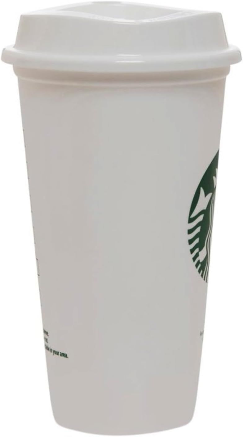 Starbucks White Reusable Plastic Travel Mug/Cup/Tumbler Grande Medium, 16oz 473ml White | 102BXGRUC