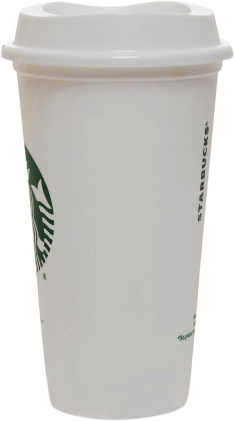 Starbucks White Reusable Plastic Travel Mug/Cup/Tumbler Grande Medium, 16oz 473ml White | 102BXGRUC